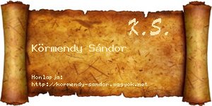 Körmendy Sándor névjegykártya