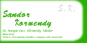 sandor kormendy business card