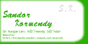 sandor kormendy business card